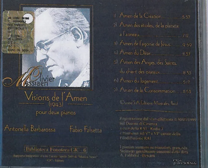 Retro: Visions de l’Amen – tracklist registrazione 30/03/1999