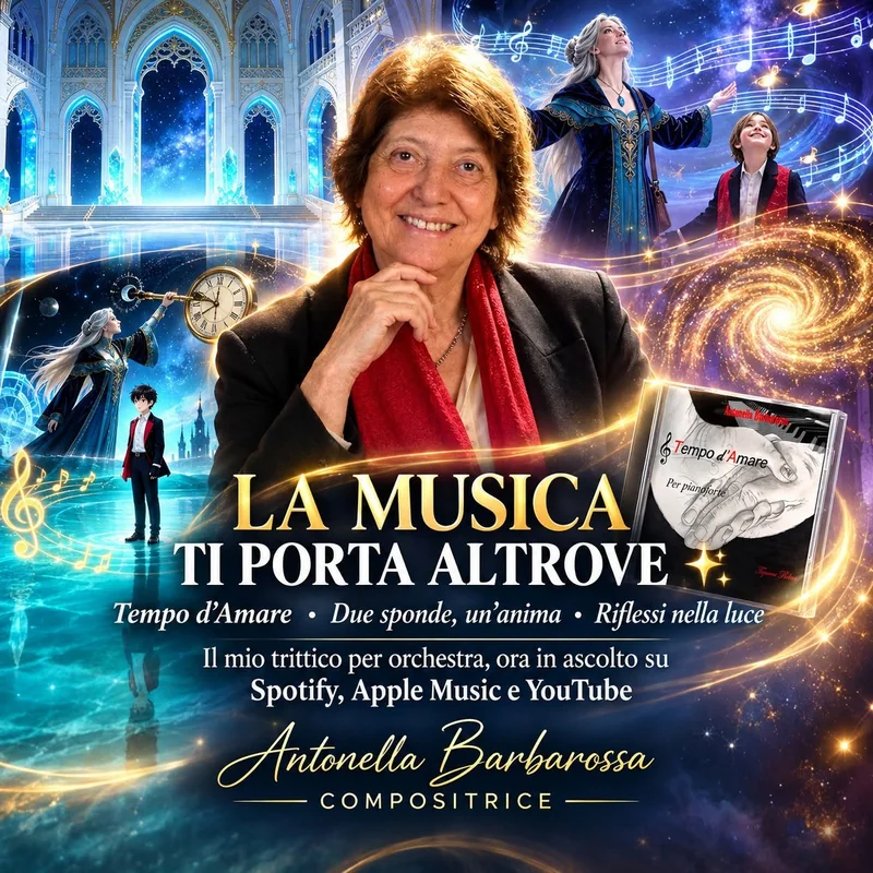 Locandina La musica ti porta altrove con Antonella Barbarossa e il trittico per orchestra